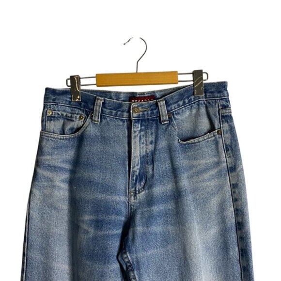 Nevada Men's Classic Medium Indigo Distressed Straight Leg Denim Jeans - Picture 2 of 8